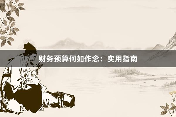 财务预算何如作念：实用指南
